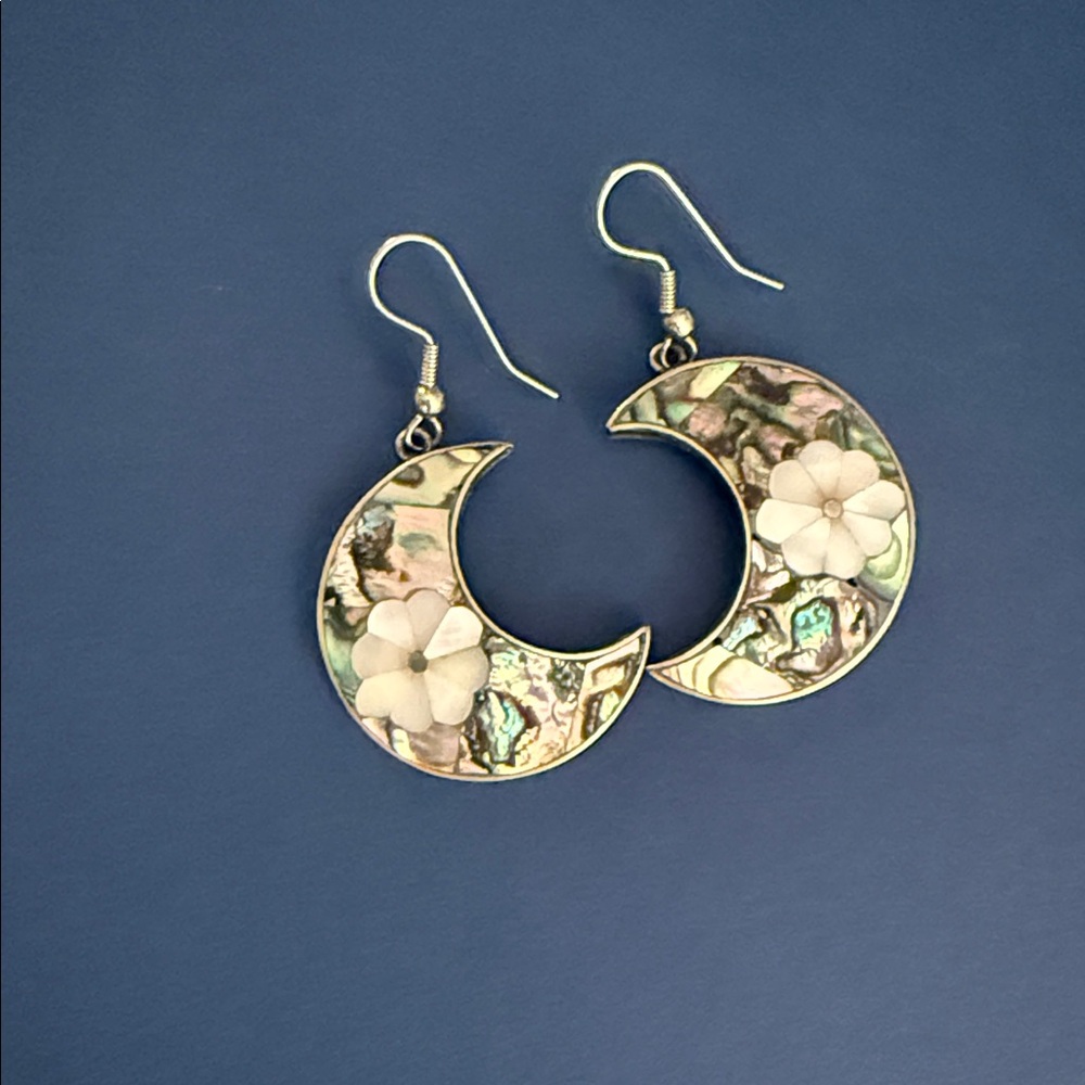 Floral Crescent Moon Earrings